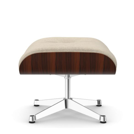 Vitra Lounge Chair Ottoman / Santos Palisander Santos Palisander 05, Crème-Perle 02 - Nubia, Aluminium poliert 03, Filzgleiter für Hartboden 05