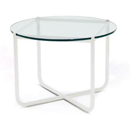 Knoll International Couchtisch Rahmen Onyx ultra-mat MR von Knoll International H: 52 cm, Crystal glass, White ultra-matt