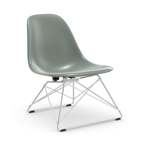 Vitra Eames Fiberglass Side Chair, Sea Foam Green 05, Glanzchrom, Filzgleiter Basic Dark für Hartboden