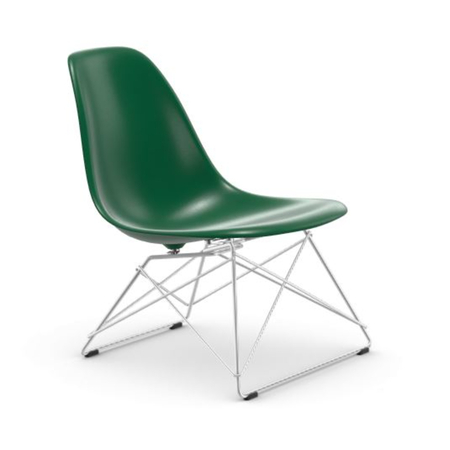 Eames Plastic Side Chair RE LSR,Smaragd 17,Glanzchrom01,Filzgleiter basic dark für Hartboden 05