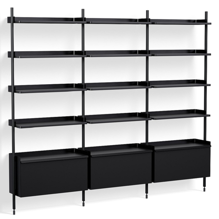 HAY Living Regalsystem Combination 123 - 3 Pier von Hay Black, Black anodized aluminium