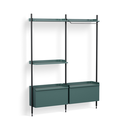 HAY Living Regalsystem Combination 1072 - 2 Coloumn Pier von Hay Blue, Clear anodized aluminium