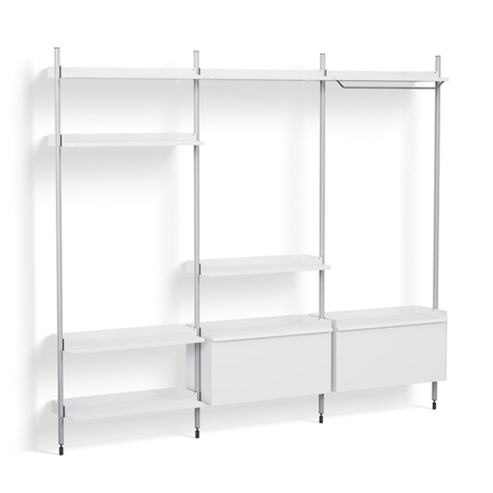 HAY Living Regalsystem Combination 1093 - 3 Coloumn Pier von Hay White, Black anodized aluminium