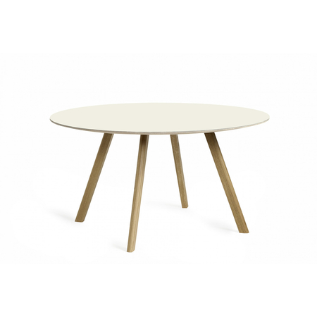 HAY Living Round Copenhague Table CPH 25 Tisch von Hay  Laminate White, Water-based lacquered oak