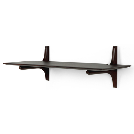 Ethnicraft PI Wandregal 2 shelves W: 100 cm, Mahogany Dark Brown Lacquered