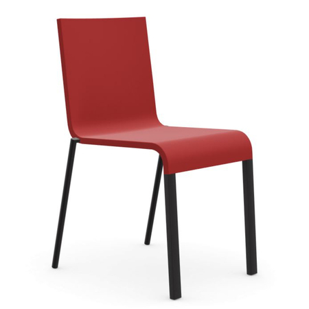 Vitra .03 Chair 10 Signalrot, Stapelbar, Schwarz 55 pulverbeschichtet (struktur), Filzgleiter für Hartboden 05