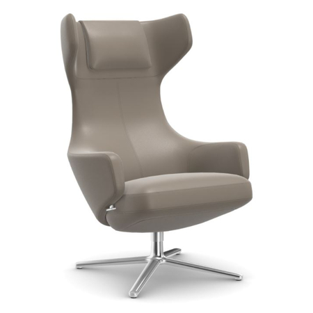 Vitra Grand Repos / Filzgleiter für Hartboden Sand 71 - Leder, Aluminium poliert 03, H: 45 cm