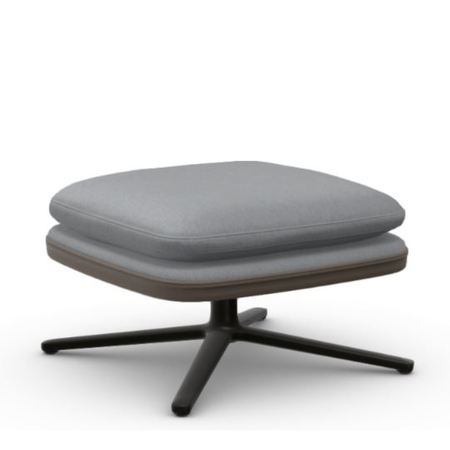 Vitra Grand Relax Ottoman / Filzgleiter für harte Böden 05 Gelb melange 11 - Dumet, Aluminium poliert 03, H: 39.5 cm, Sand 07 - Leder Forte (Dekor)