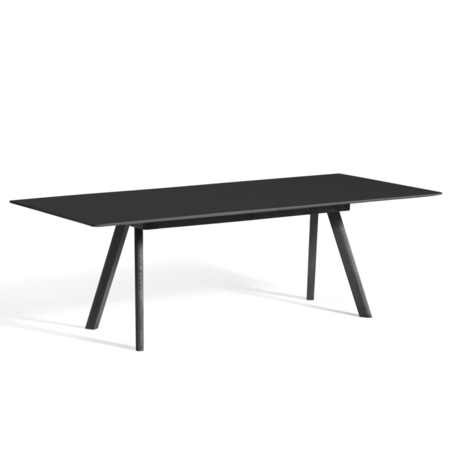 HAY Living CPH 30 Extendable Table von Hay W: 90 cm / L: 250 cm , Linoleum Black, Oak black lacquered