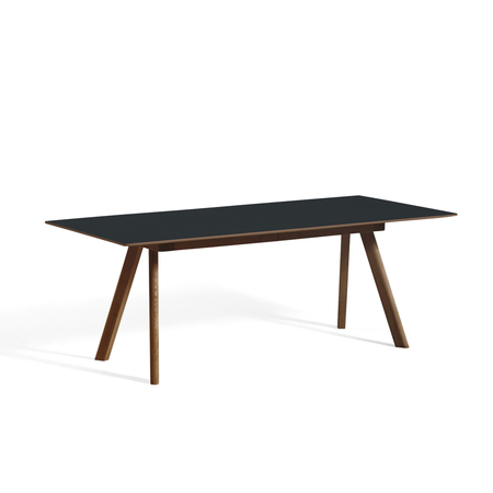 HAY Living CPH 30 Extendable Table von Hay W: 90 cm / L: 200 cm , Linoleum Black, Walnut lacquered