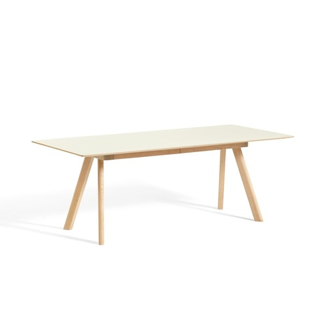 HAY Living CPH 30 Extendable Table von Hay W: 90 cm / L: 200 cm , Linoleum Off-White, Oak lacquered