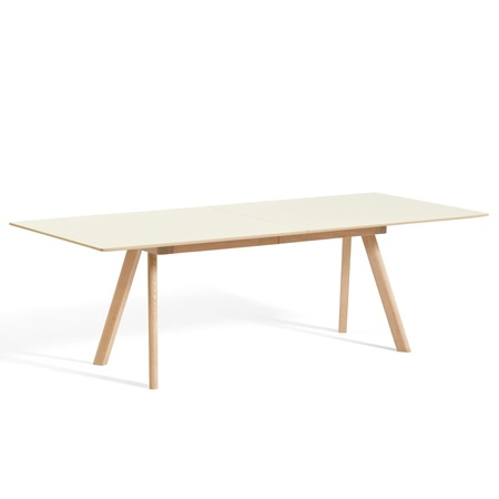 HAY Living CPH 30 Extendable Table von Hay W: 90 cm / L: 250 cm , Linoleum Off-White, Oak lacquered