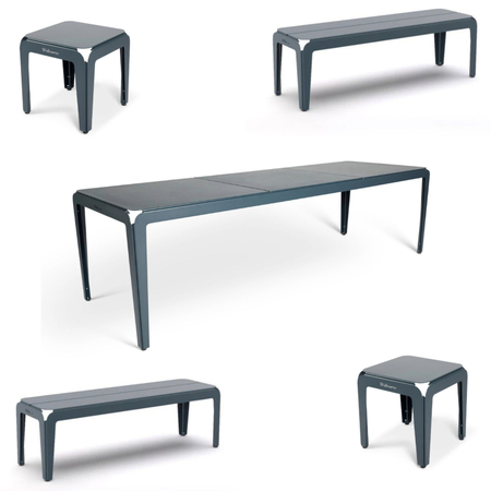 Bended-Set-Table-270cm-und-bunch-Grey-und-stool-grey-Blue