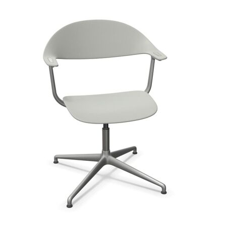 Vitra Mynt Bürostuhl mit 4-Sterngestell mit Gleitern von Vitra Grau 05 RE, Filzgleiter für Hartboden 05, Aluminium gestrahlt 96