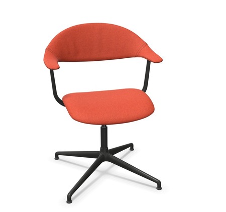 Vitra Mynt Bürostuhl mit 4-Sterngestell mit Gleitern von Vitra Basic Dark 01 RE, Filzgleiter für Hartboden 05, Tiefschwarz 12 pulverbeschichtet (struktur), Cosy 2 Rostorange