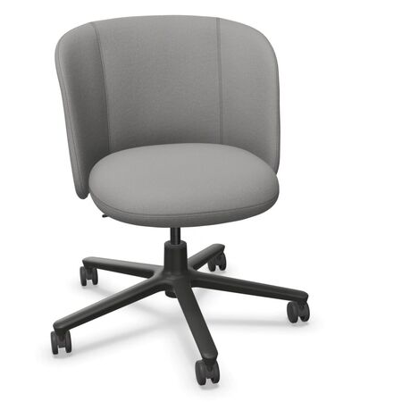 Vitra Mikado Side Chair in Stoff mit Fünfstern-Untergestell von Vitra Parchment Cream white 03 - Plano, Aluminum polished 03, Roller hard braked for carpet 02