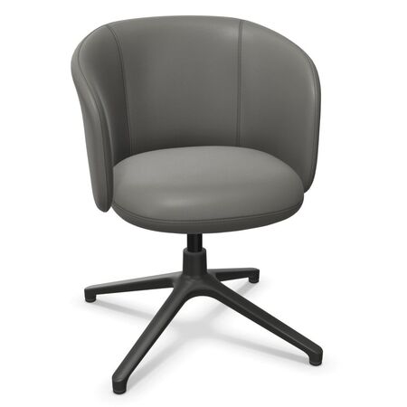 Vitra Mikado Armchair in Leder mit Vierstern-Untergestell von Vitra Camel 75 - leather, Aluminum polished 03, Felt gliders for hard floor 05