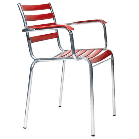 Manufakt Gartenarmlehnstuhl Modell 710A von Bättig Red RAL 3000