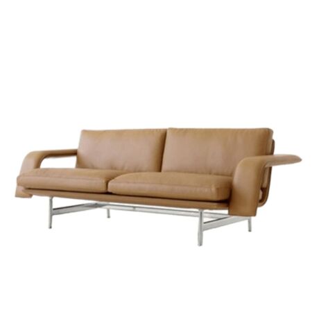 &Tradition 2 Sitzer Sofa Meantime AV30 von &Tradition Cognac - Noble leather, Polished aluminum