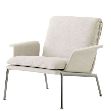 &Tradition Lounge Chair Muno LN19 mit Armlehne von &Tradition Beige 221 - Cifrado, Chrome