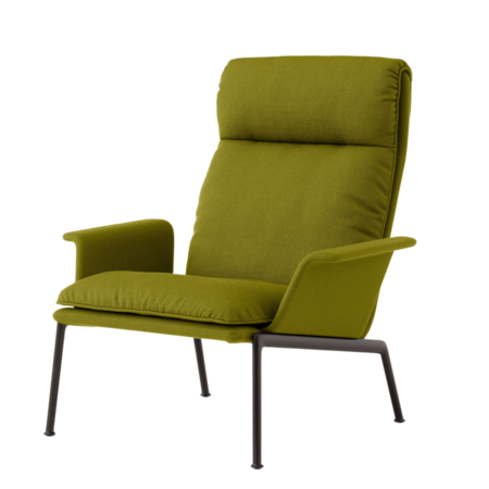 &Tradition Lounge Chair Muno LN17 Highback mit Armlehne von &Tradition Dark olive green 956 - Vidar, Warm Black powder-coated