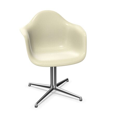 Vitra Eames Fiberglas Armchair DAL von Vitra 01 Parchment, Aluminium poliert 03, Filzgleiter basic dark für Hartboden 05