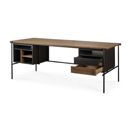 Ethnicraft Oscar Schreibtisch - Teak - 2 Schubladen - rechtekig
