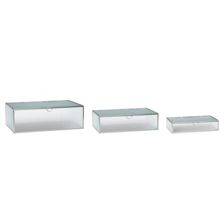 Huebsch Glasbox matt silber Glas/Metall 3er Set