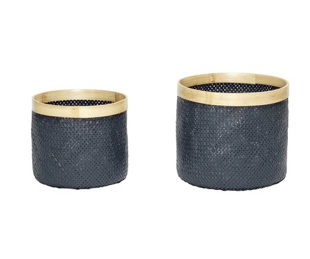 Huebsch Korb Bambus Grau/Natur 2Er Set