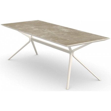 Fast Moai Outdoor Esstisch Stein - Gestell Cremeweiss / Haselnussbraun