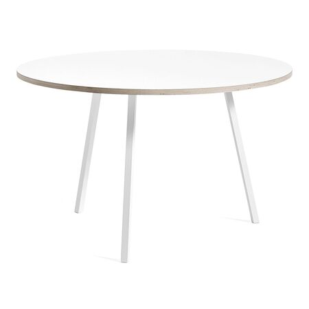 HAY Accessoires Loop Stand Table Round Ø: 120 cm / H: 74 cm , Laminat Weiss, Stahl pulverbeschichtet weiss