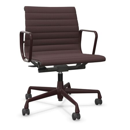 Vitra Aluminium Chair EA 118 Dunkelrot-Nero 16 - Track, Dunkel Bordeaux 60 pulverbeschichtet (struktur), Rolle weich gebremst für Hartboden 03