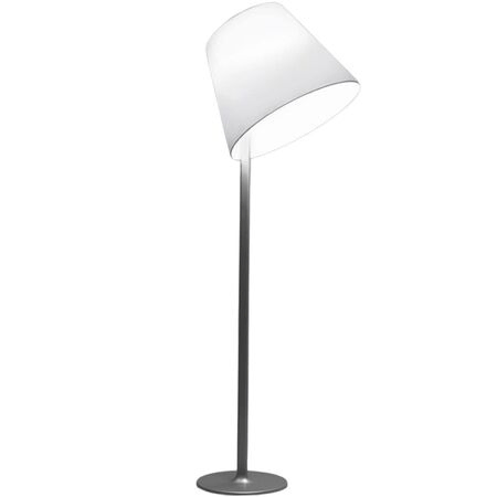 Artemide Artemide Melampo Mega Stehleuchte Hellrosa RAL 3015, Weiss / Weiss, Stab und Schirm in Aluminiumgrau