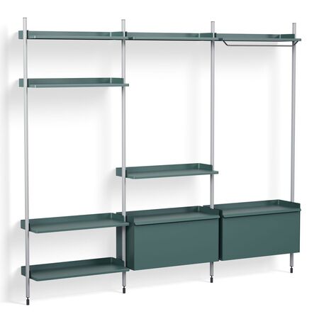 HAY Living Regalsystem Combination 1093 - 3 Coloumn Pier von Hay White, Black anodized aluminium