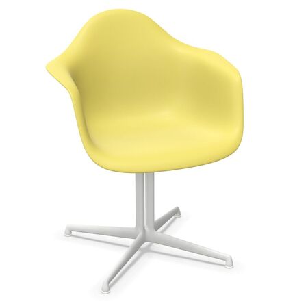 Vitra Eames Plastic  Armchair DAL von Vitra 92 Citron RE, Weiss 04 pulverbeschichtet (glatt), Filzgleiter weiss für Hartboden 15