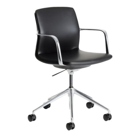 Kave Home Schreibtischstuhl Nerlan von Kave Home Schwarzem Kunstleder / Aluminiumgestell
