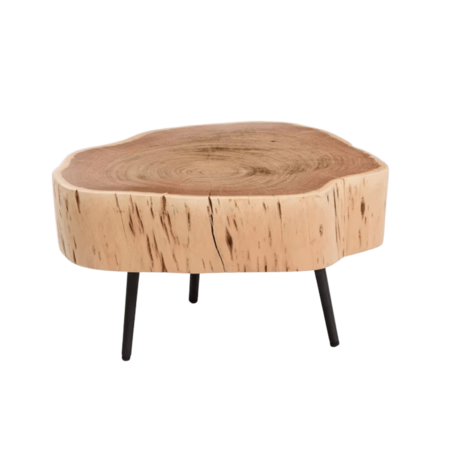 Kave Home Couchtisch Tavine von Kave Home Akazienholz mit gebleichtem Finish / Schwarz Stahlbeinen