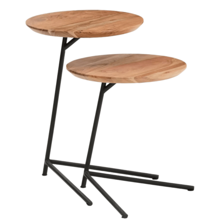 Kave Home 2er-Set Beistelltische Vintara von Kave Home Natur / Schwarz