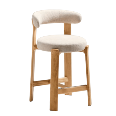 Kave Home Hocker Granite aus Chenille von Kave Home H: 90 cm / Sitzhöhe: 65 cm, Beige / Hell braun