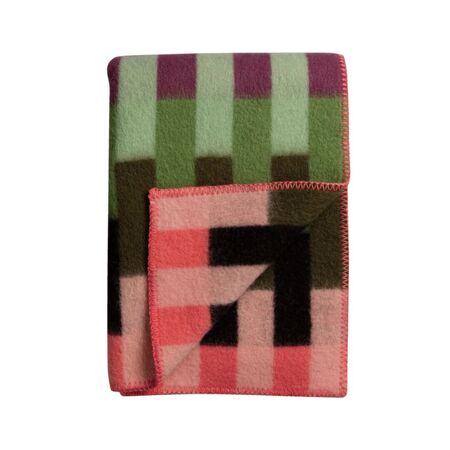 Røros Tweed Lammwolldecke Åsmund Bold 135 x 200 cm von Røros Tweed Rosa/Grün