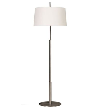 Santa & Cole Stehleuchten Diana Mayor von Santa & Cole  Black Linen with Stone Parchment Upper Diffuser, Weiss / Weiss, Satin Nickel