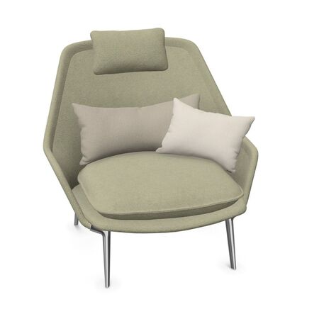 Vitra Slow Chair in Stoff von Vitra Flocca Salbei hell 04, Aluminiumguss poliert 