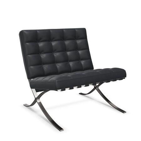Knoll International Knoll International Barcelona Chair Sessel  mit, Leder Velluto Pelle black VPBLK