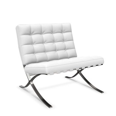 Knoll International Knoll International Barcelona Chair Sessel  mit, Leder Volo VO785 White