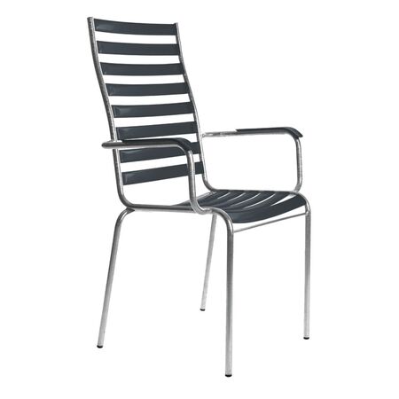 Manufakt Stuhlmodell 14a/Hochlehner mit Armlehnen von Bättig  Anthrazitgrau - RAL 7016