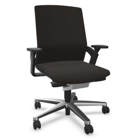 Wilkhahn Drehstuhl ON 174/7 von Wilkhahn Aluminium hochglanzpoliert , 60/08 Schwarz, Ohne, Hart, für Teppichboden