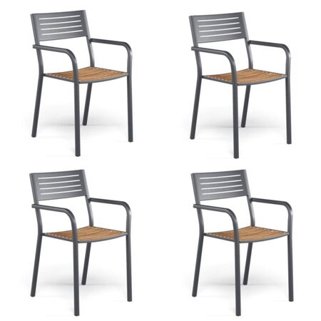 Armlehnstuhl Segno mit Teak - 4er Set von Emu