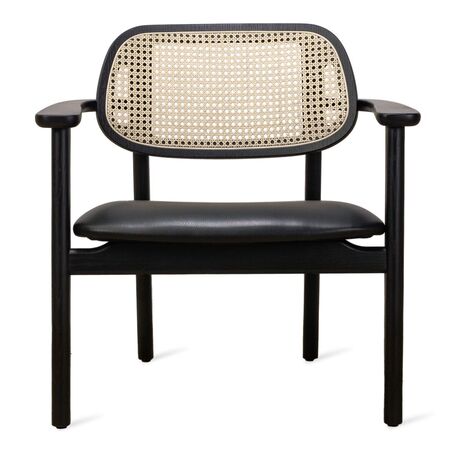 Vincent Sheppard Vincent Sheppard Titus Lounge Chair Natural Oak Varnish/Padded Seat Chestnut Schwarz, Schwarz vegan