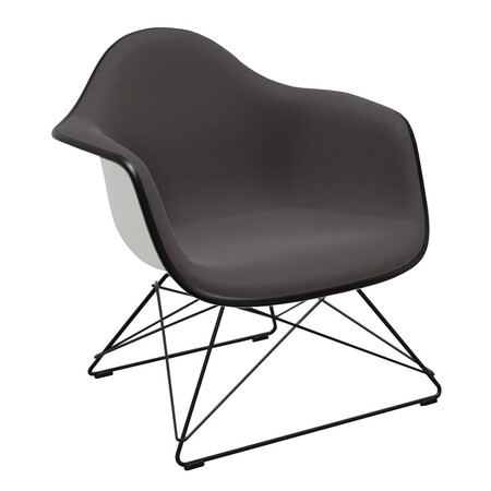 Vitra Eames Plastic Armchair LAR mit Vollpolster / Filzgleiter basic dark für Hartboden 05 / Keder basic dark 01 04 Weiss, Warmgrau-Elfenbein 79 - Hopsak, Basic Dark 30 pulverbeschichtet (glatt)