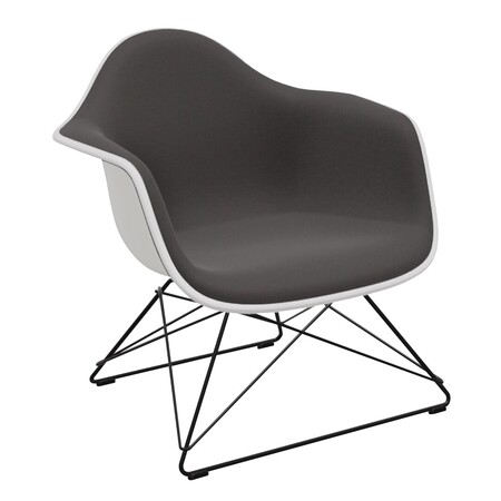 Vitra Eames Plastic Armchair LAR mit Vollpolster / Filzgleiter basic dark für Hartboden 05 / Keder weiss 04 04 Weiss, Cognac-Elfenbein 88 - Hopsak, Basic Dark 30 pulverbeschichtet (glatt)
